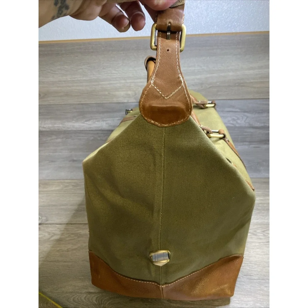 FH Wadsworth NYC Duffle Bag Canvas & Leather Adjustable Straps NWT Embroidered